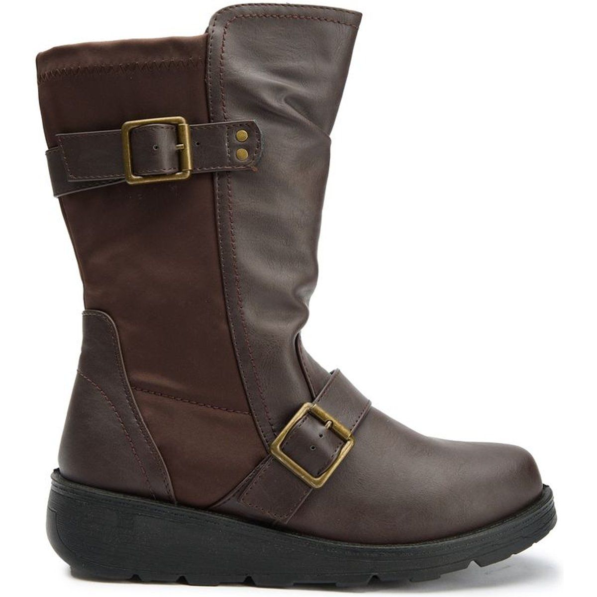 Damen Wadenhoher Biker Boot mit Schnallen