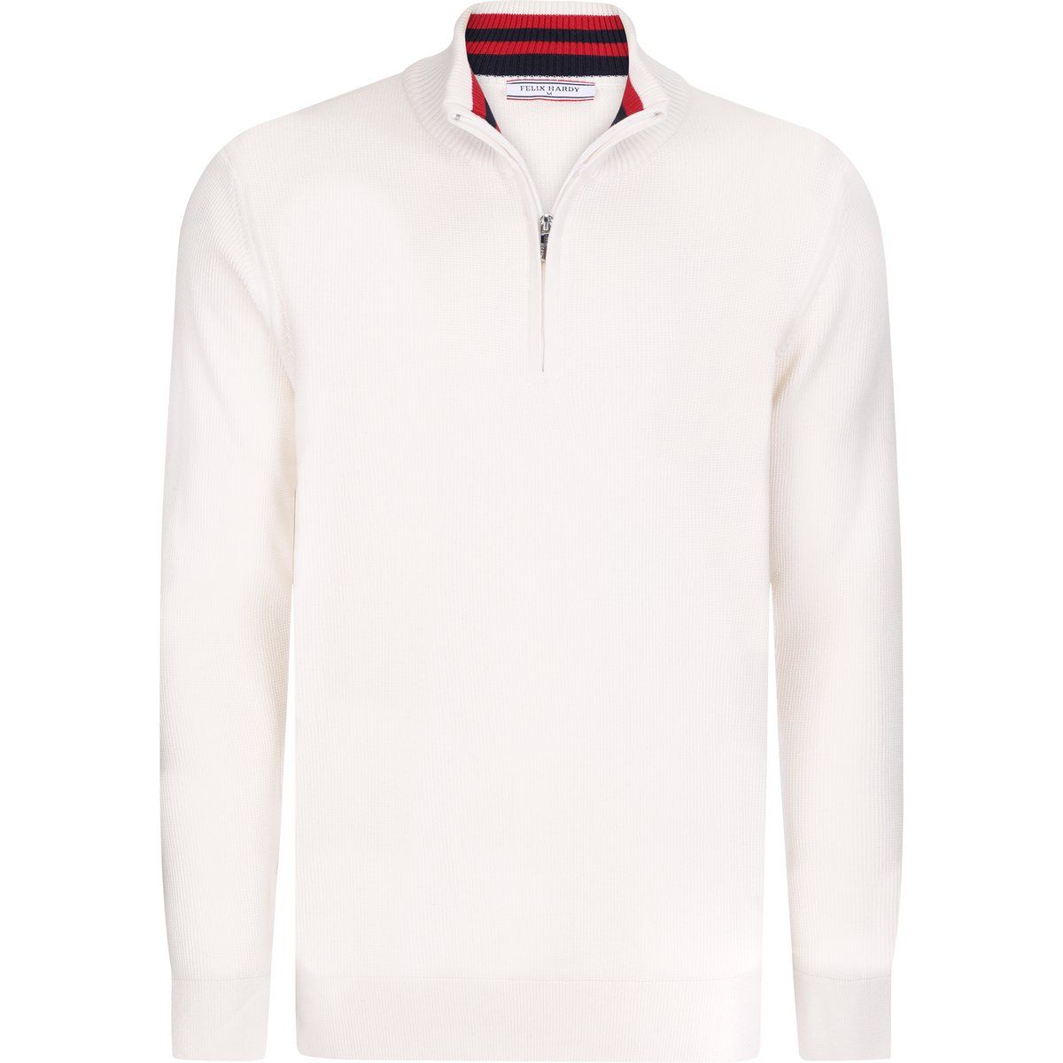 Klassischer Baumwollpullover mit halbem Reißverschluss