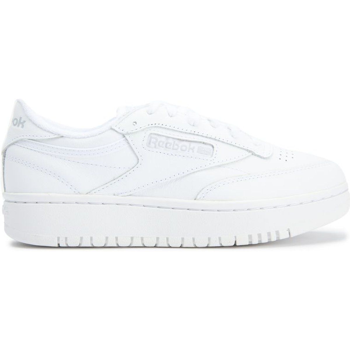 Klassische weiße Lederplateau-Sneakers