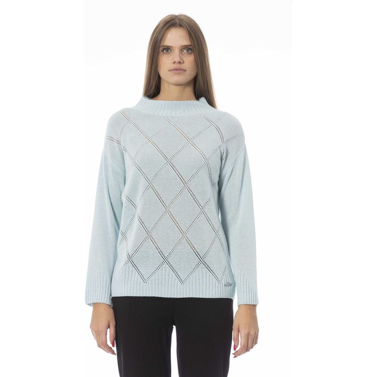 Strickpullover mit Rautenmuster und Stehkragen