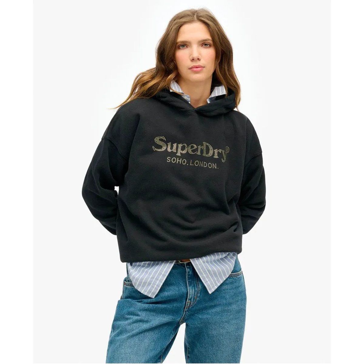 Schwarzer Kapuzenpullover mit Grafikprint