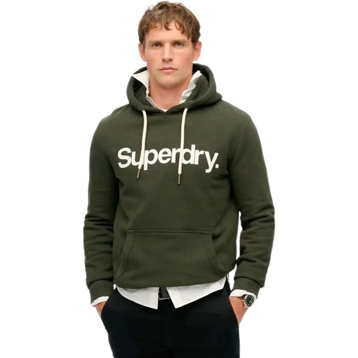 Herren Khaki Baumwoll-Kapuzenpullover