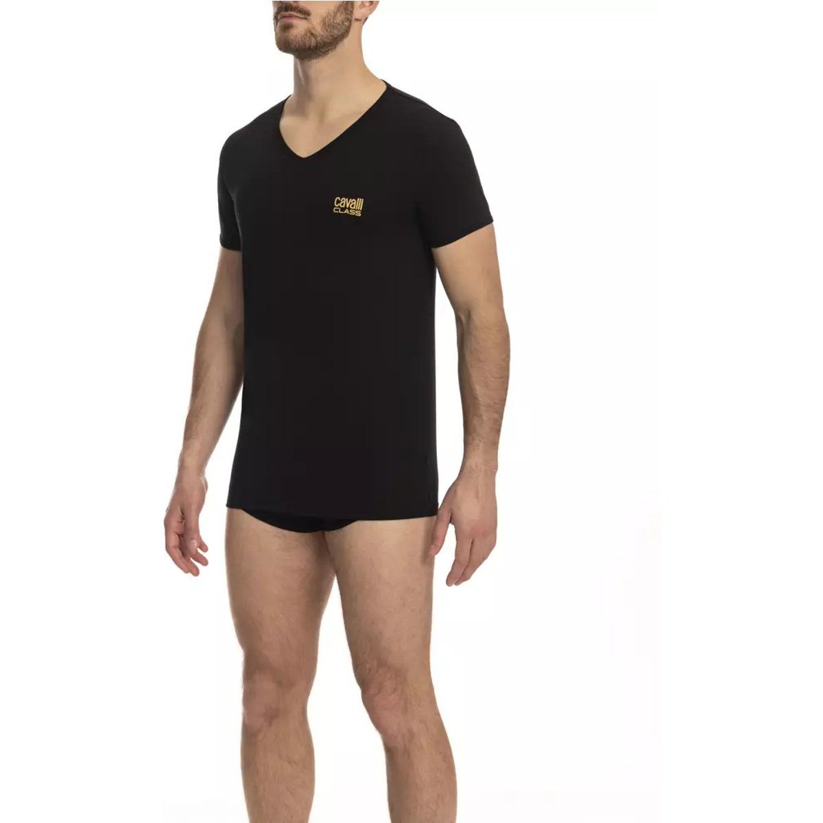 Klassisches V-Ausschnitt Figurbetontes T-Shirt