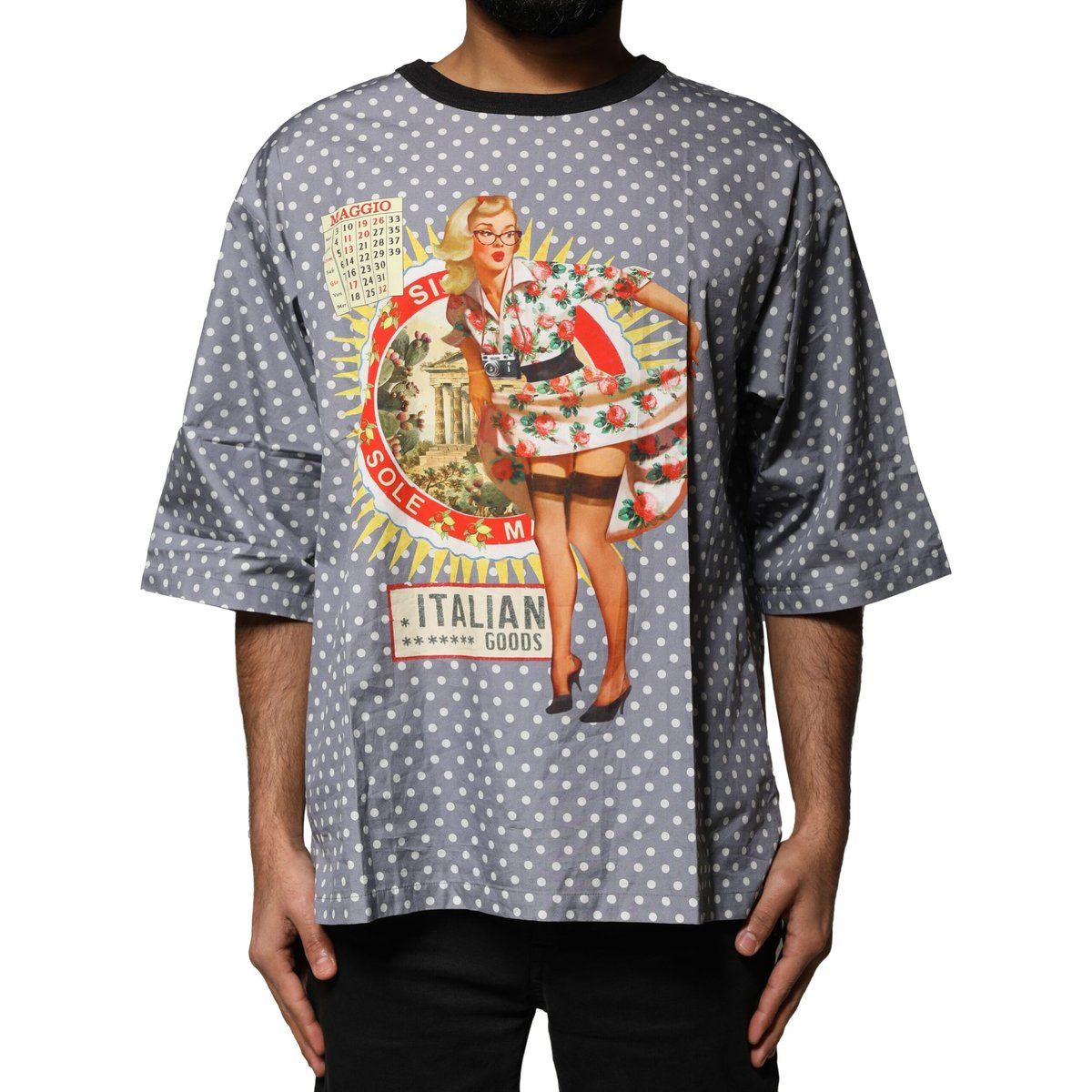 Retro Polka Dot Grafik-T-Shirt