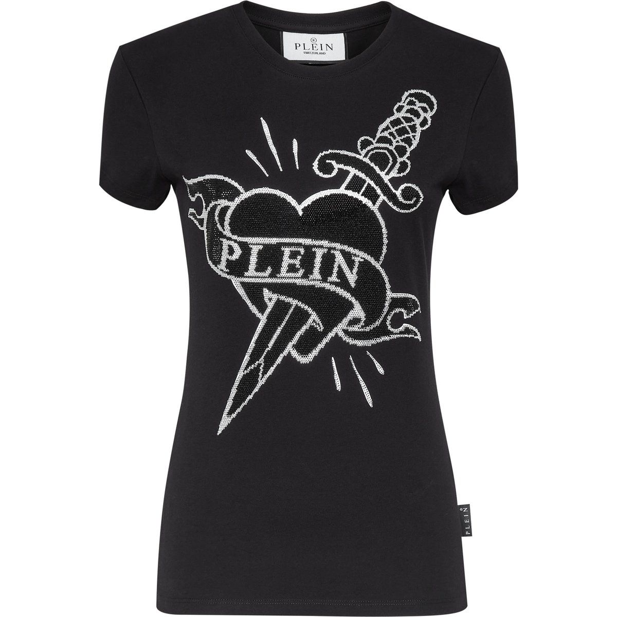 Baumwoll T-Shirt mit Tattoo-Grafik und Schmuck