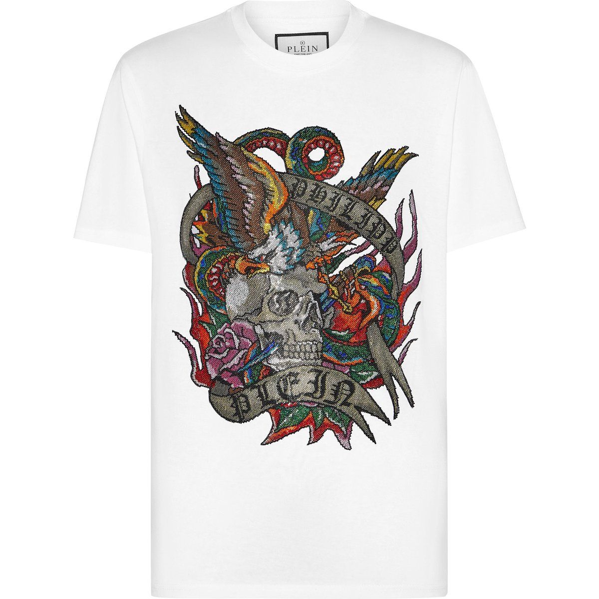 Tattoo Grafik Rundhals-T-Shirt