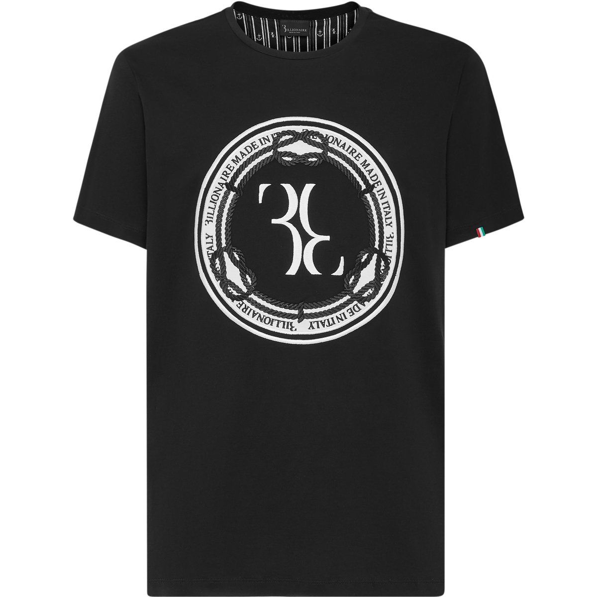 Besticktes Baumwoll-T-Shirt mit Marine-Monogramm