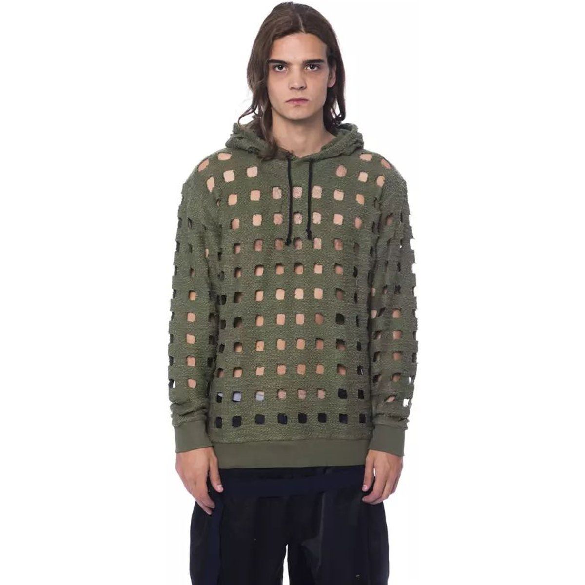 Strick-Hoodie mit Gitter-Ausschnitten