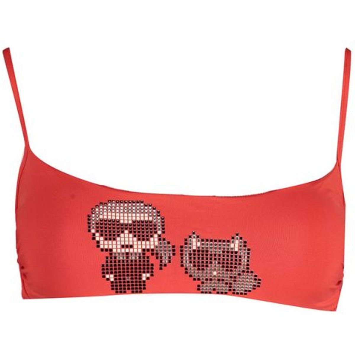 Rotes Karl Lagerfeld Pailletten Bikini-Oberteil