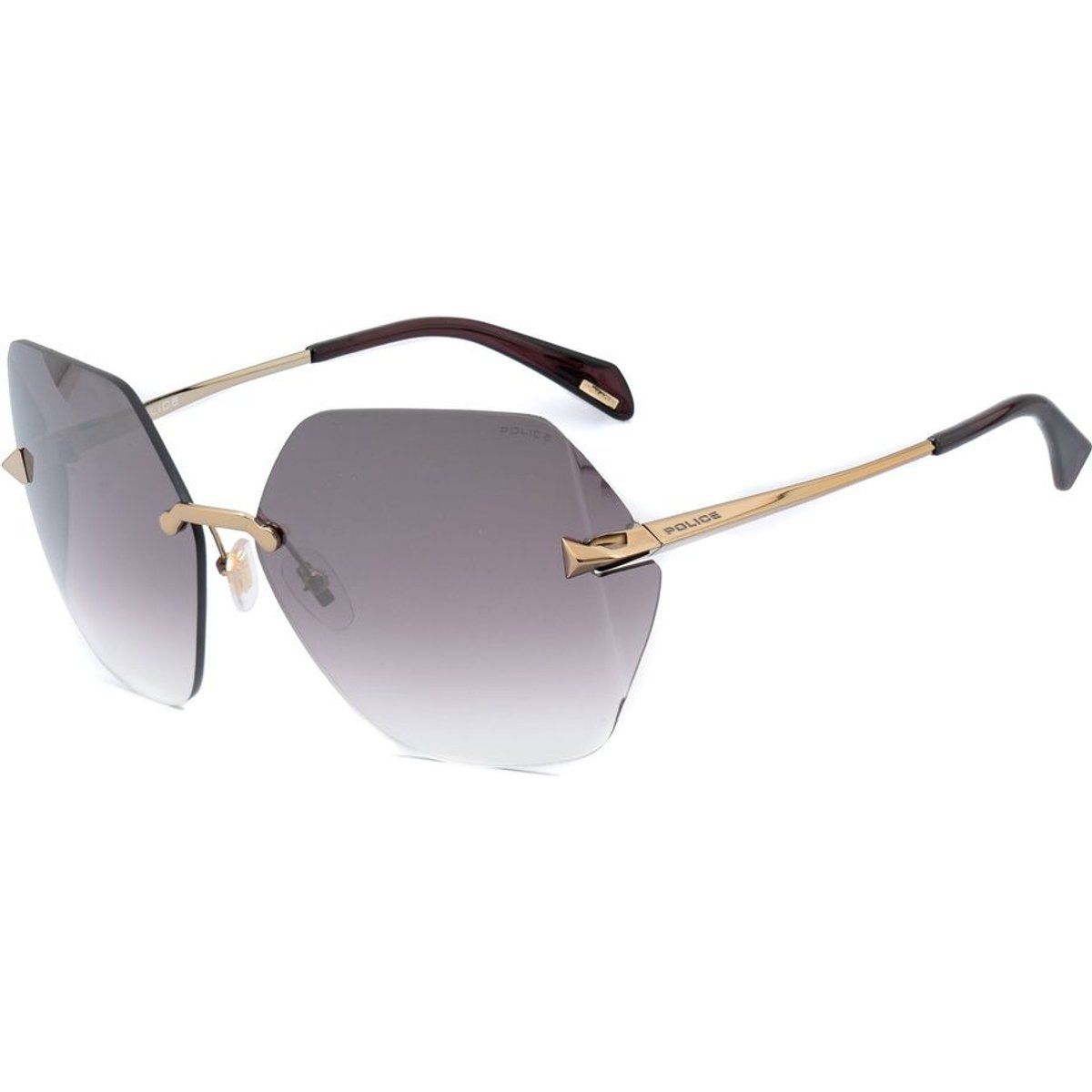 Randlose geometrische Sonnenbrille mit Goldrahmen