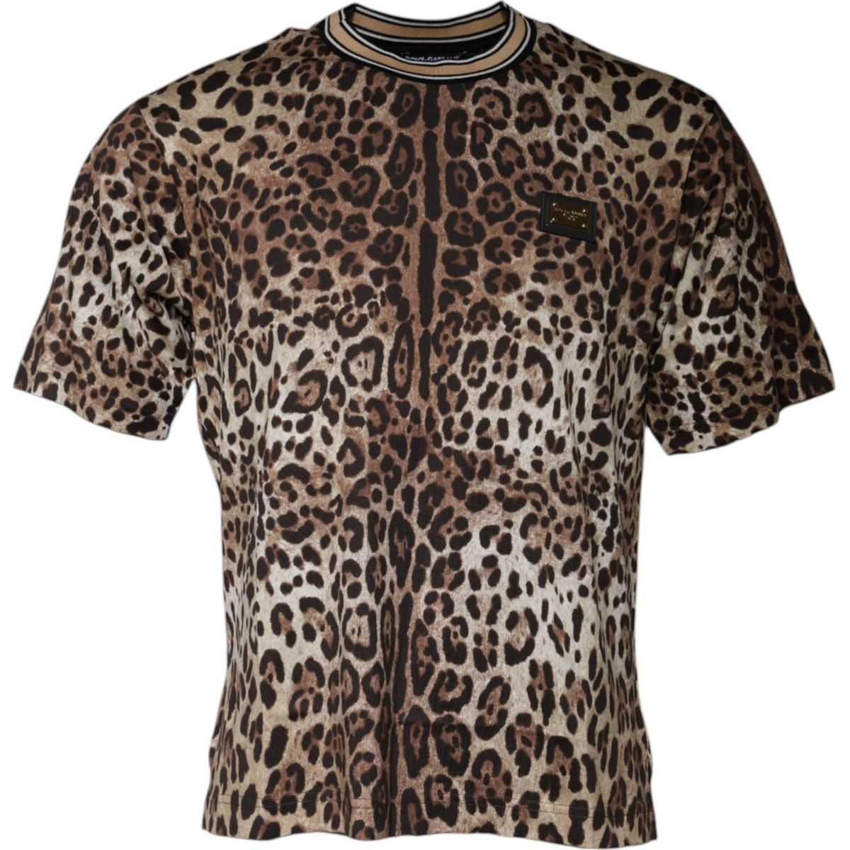 T-Shirt mit Leopardenmuster und Rundhalsausschnitt