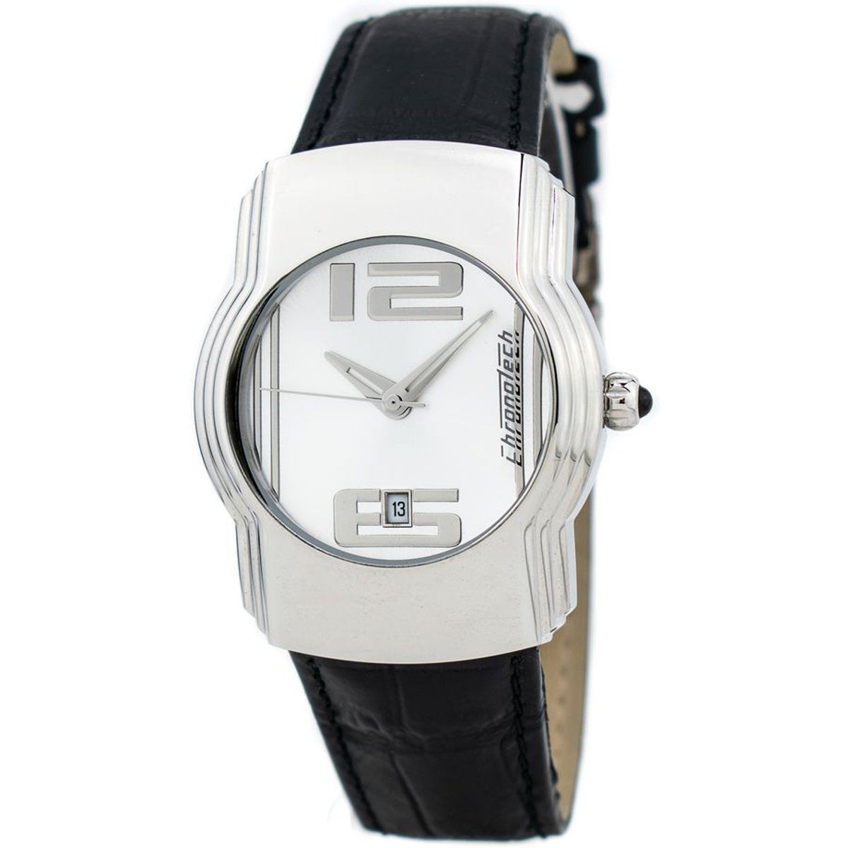 Moderne Chronotech Uhr mit Silberzifferblatt