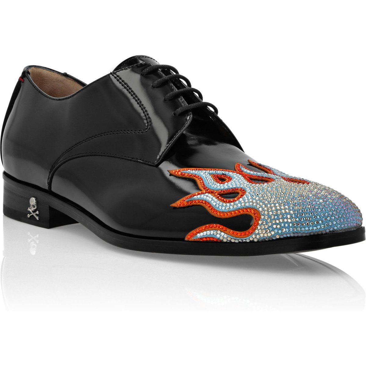 Derby-Schnürschuhe aus Leder mit Flammenverzierung