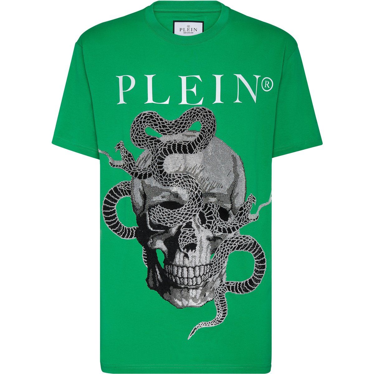 Baumwoll-T-Shirt mit Totenkopf-Schlangen-Grafik
