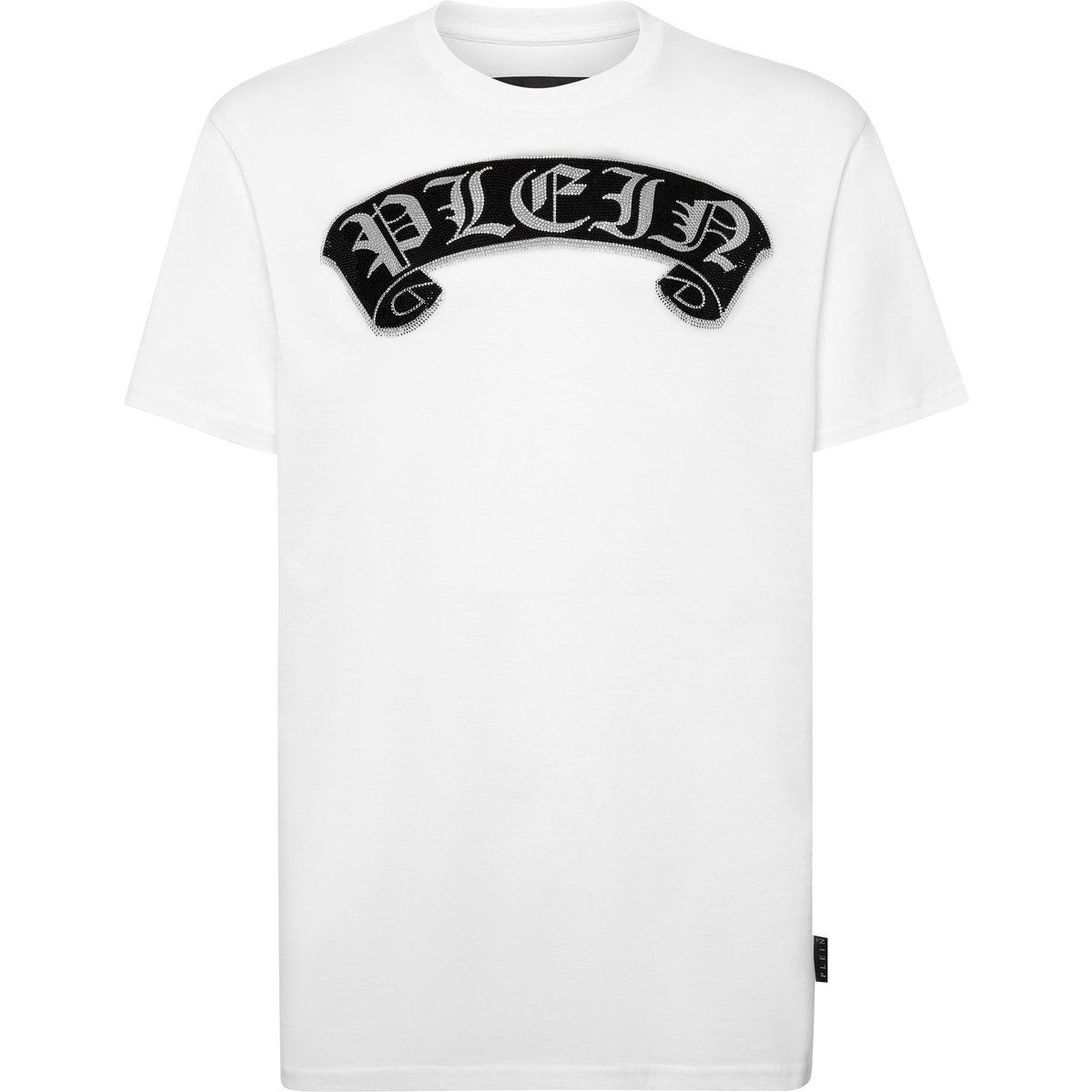 T-Shirt mit gotischen Buchstaben und Strasssteinen