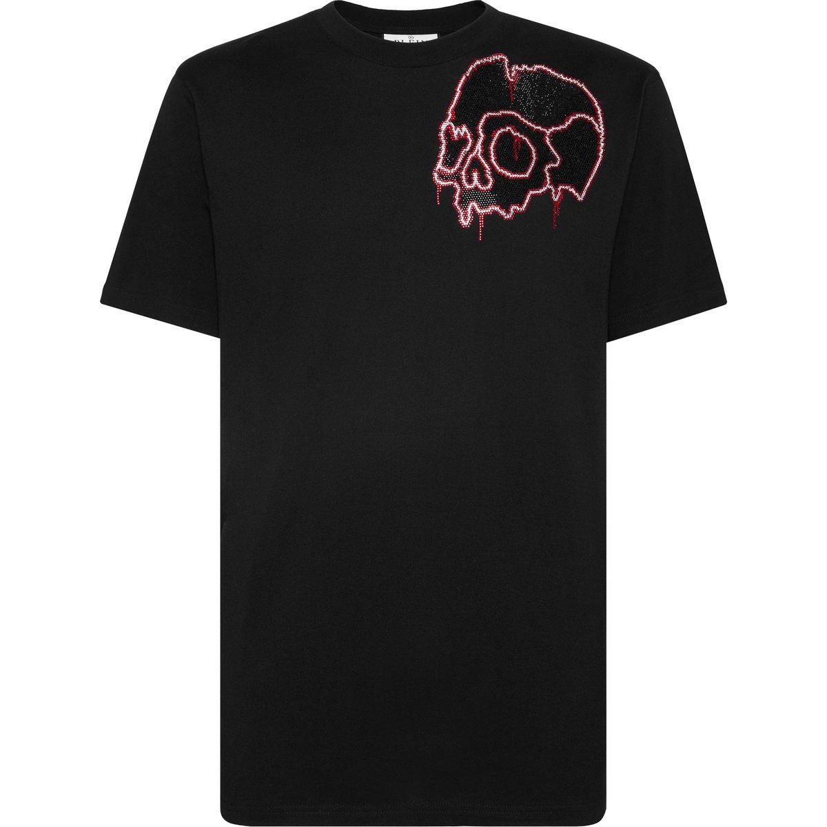 Baumwoll-T-Shirt mit Strass-Totenkopf