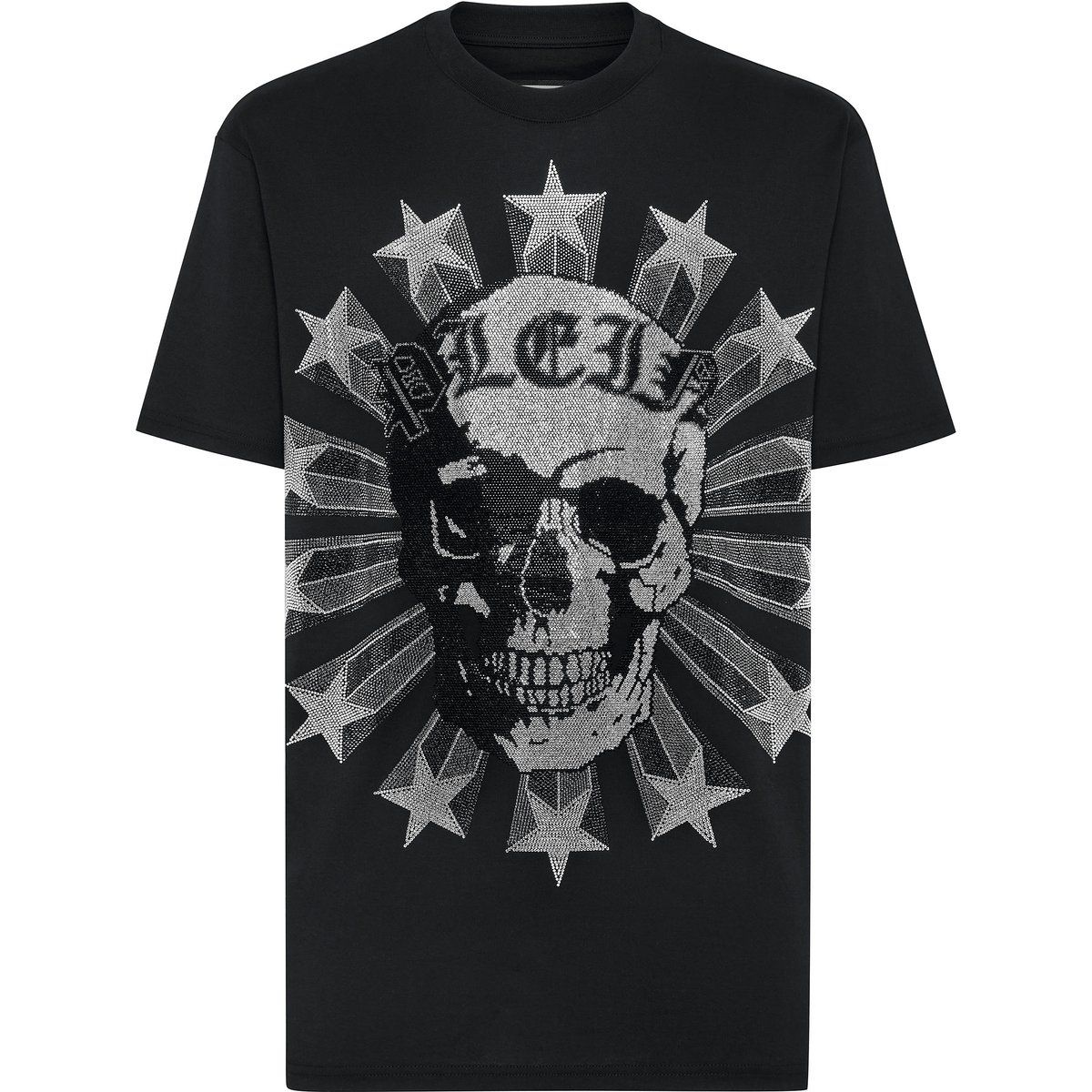 T-Shirt mit Strass-Totenkopf-Grafikprint