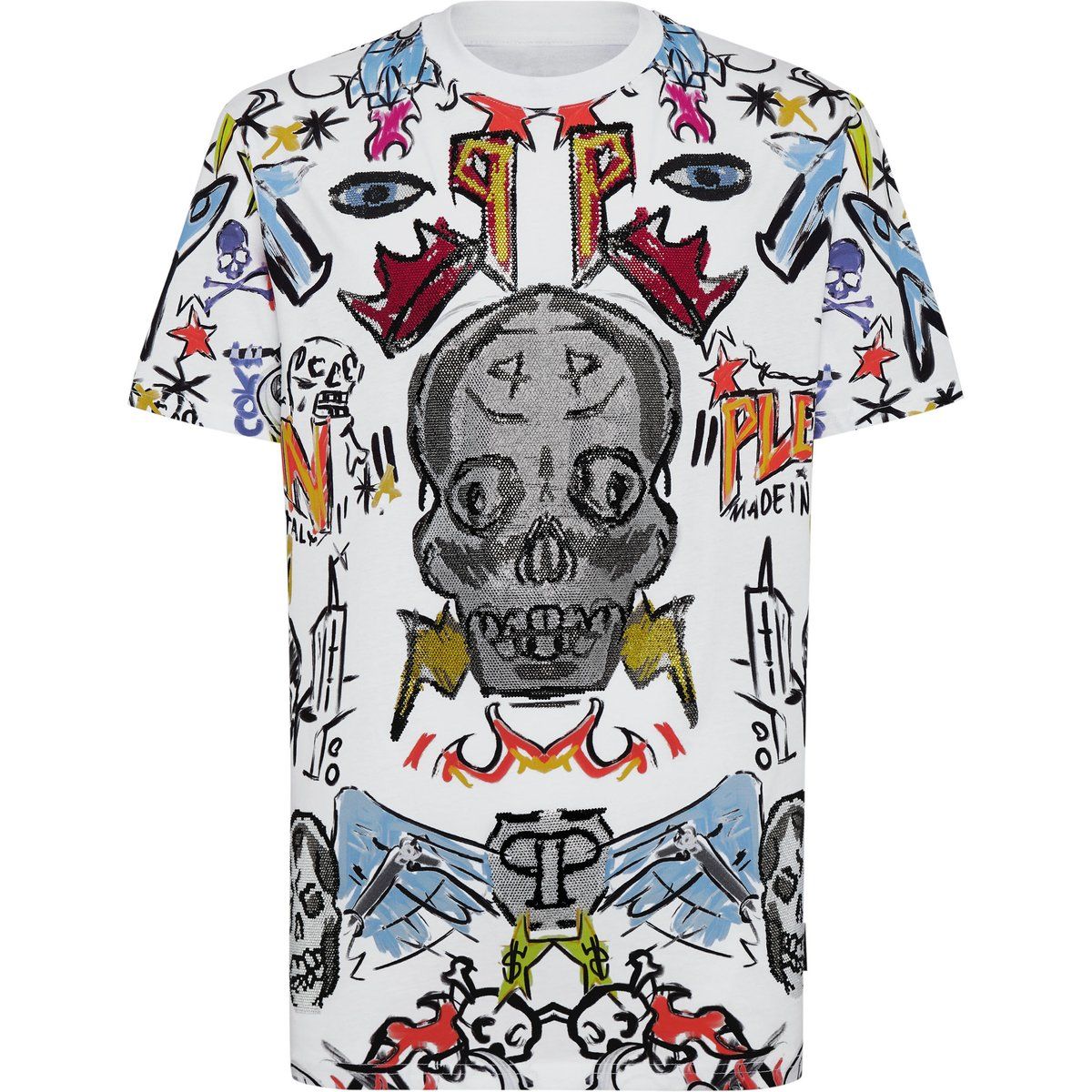 T-Shirt mit Grafik-Totenkopf und Strassverzierungen
