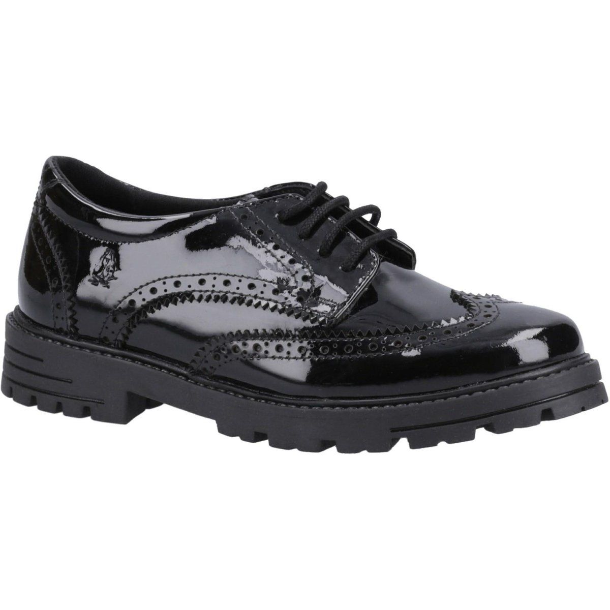 Hush Puppies - Patent Schul-Uniform-Schuhe für Mädchen, Leder (Schwarz)