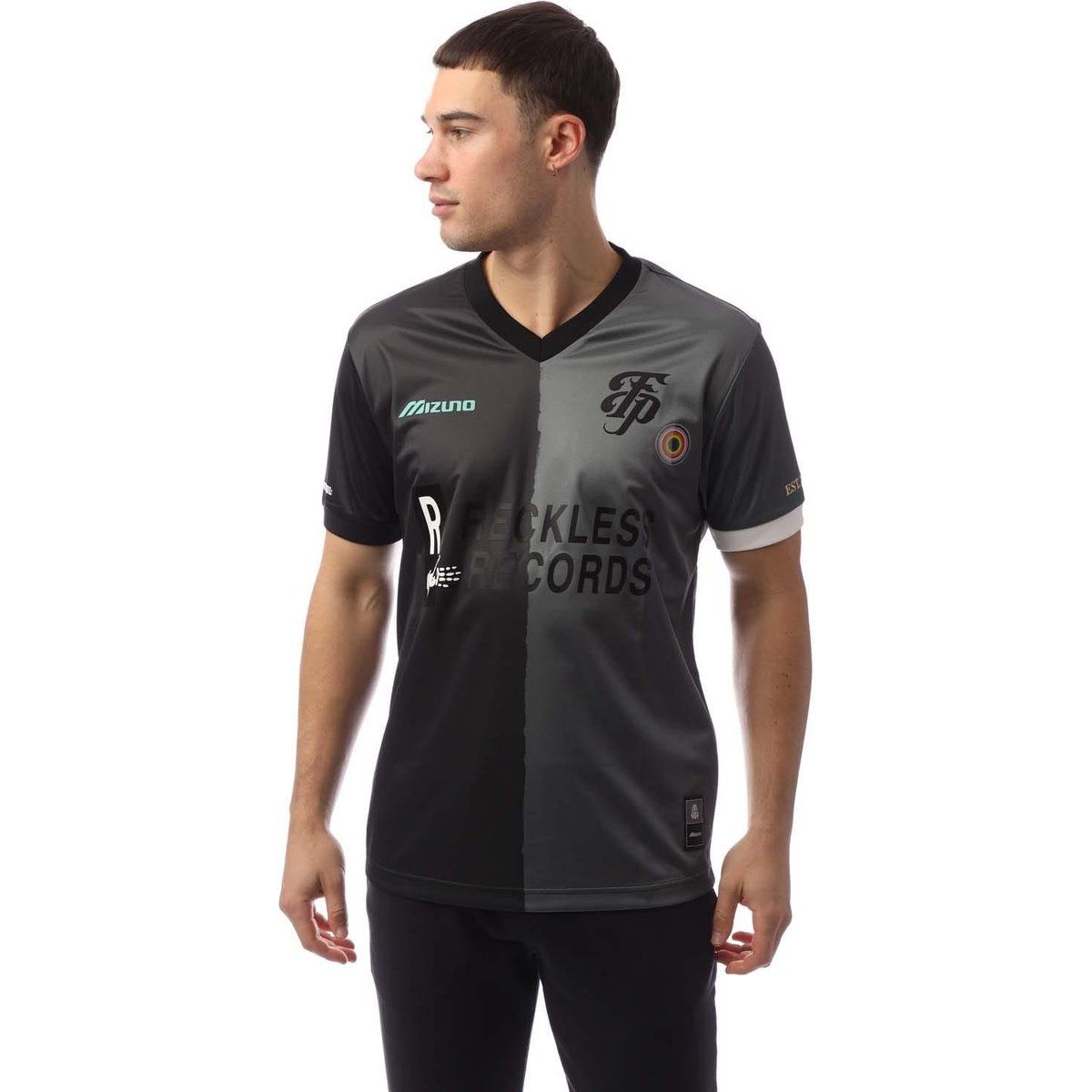 Zweifarbige Kurzarm Jersey Oberteil