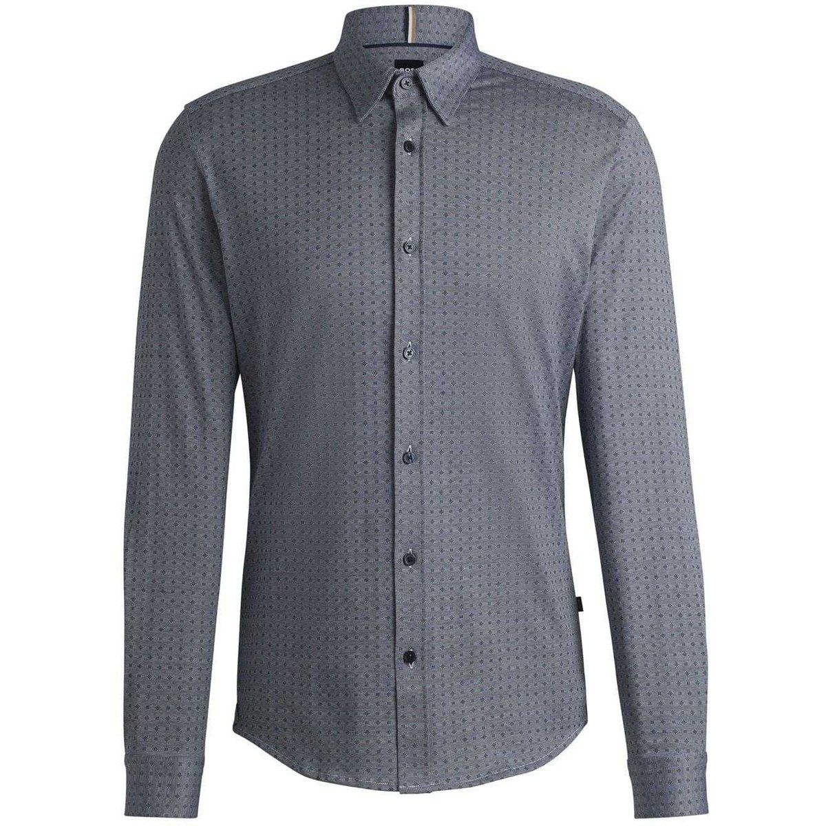 Herren Slim-Fit Langarmhemd mit Muster