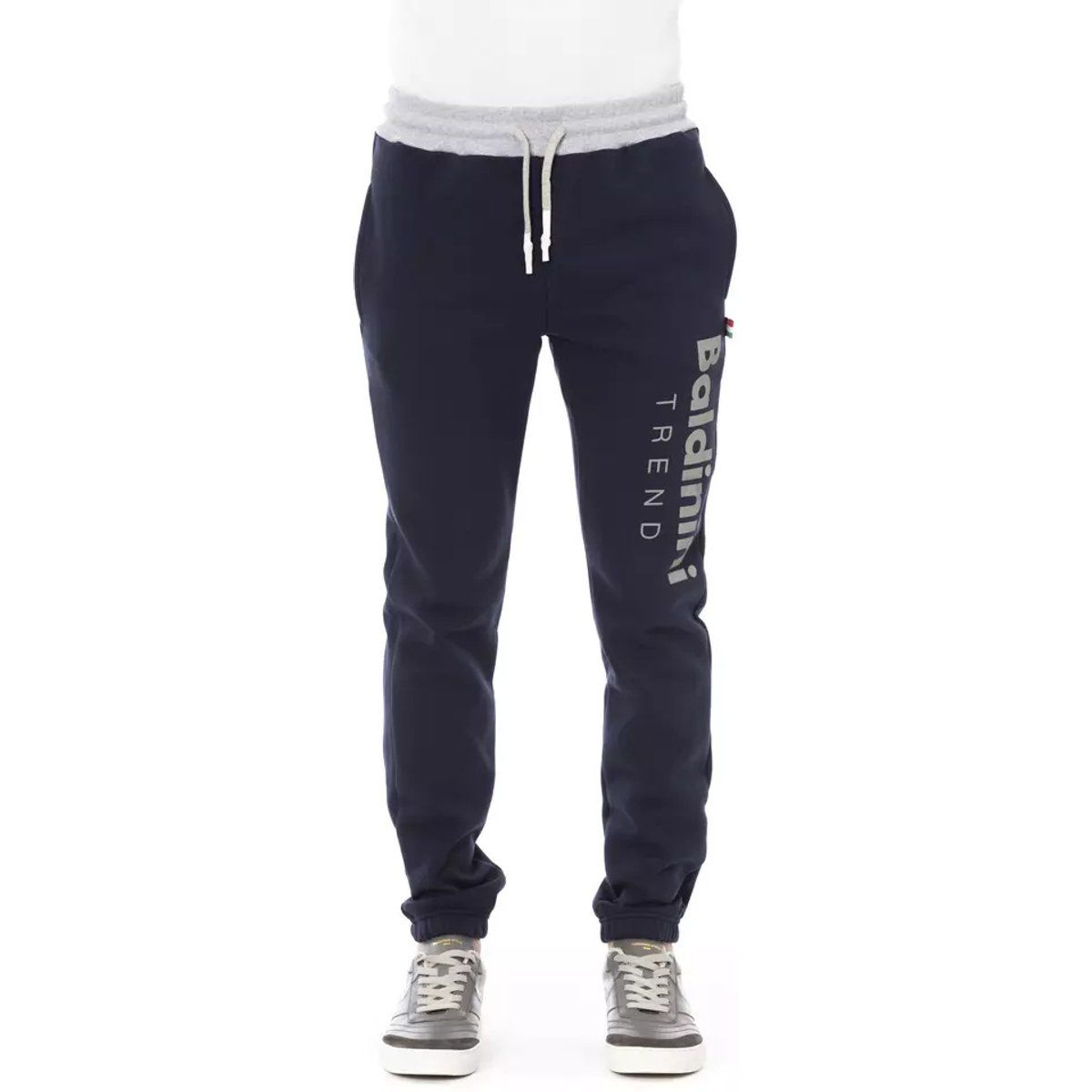 Jogginghose mit Logoprint und Kontrastbund