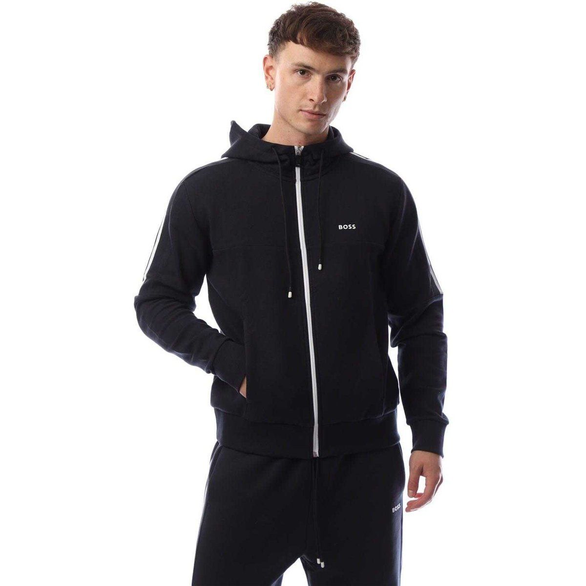 Herren Kapuzenjacke mit Reißverschluss und Streifen