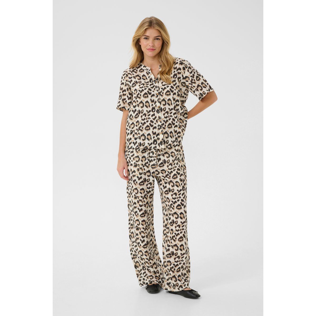 Leopardenmuster Kurzarm Hemd Set