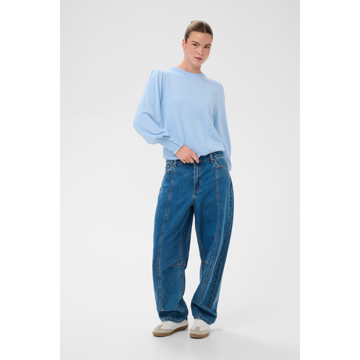 Lockerer Strickpullover mit Ballonärmeln