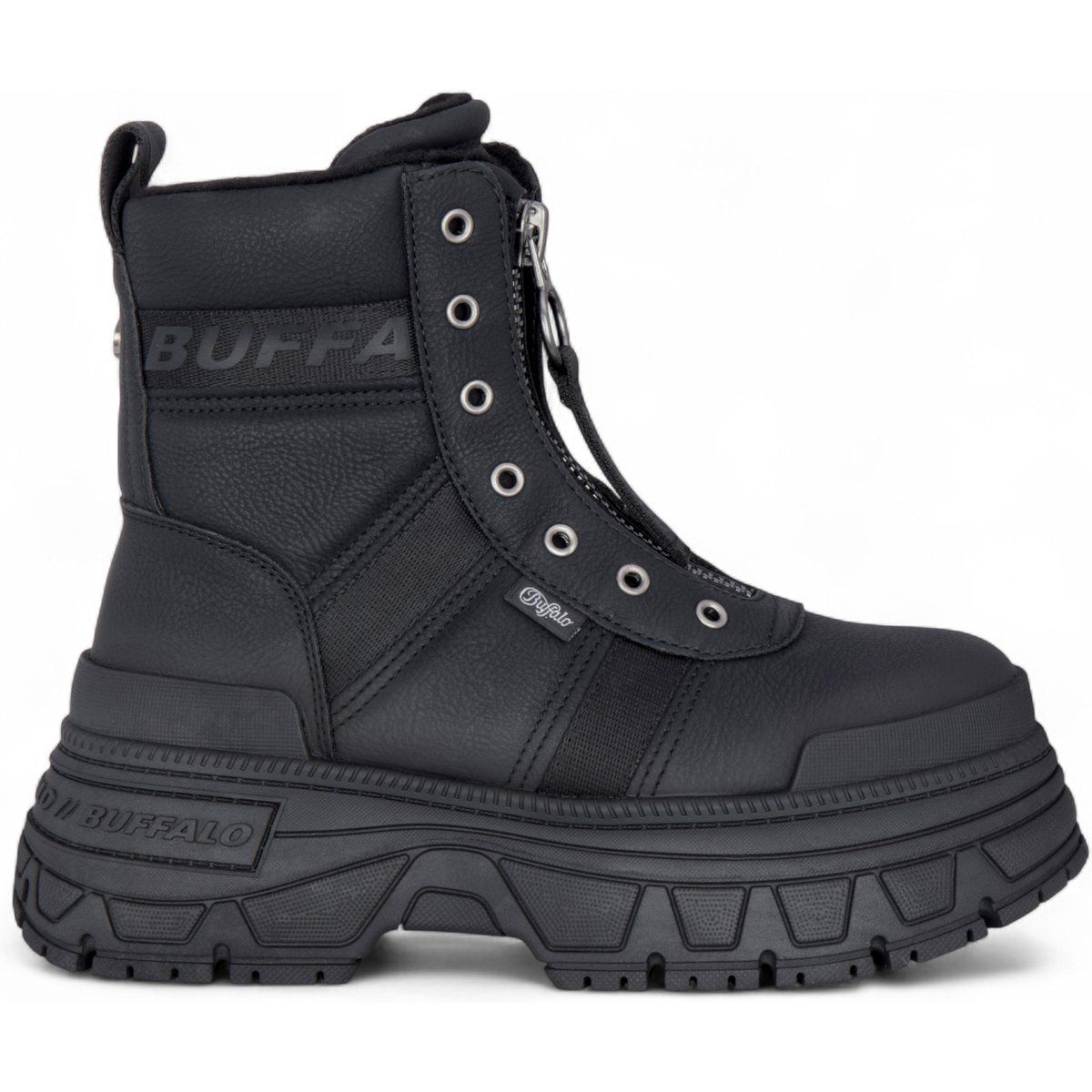 Klobige Plateau-Kampfstiefel mit Reißverschluss