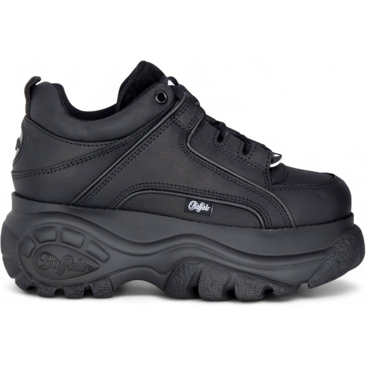 Klobige Plateau-Sneakers aus Leder