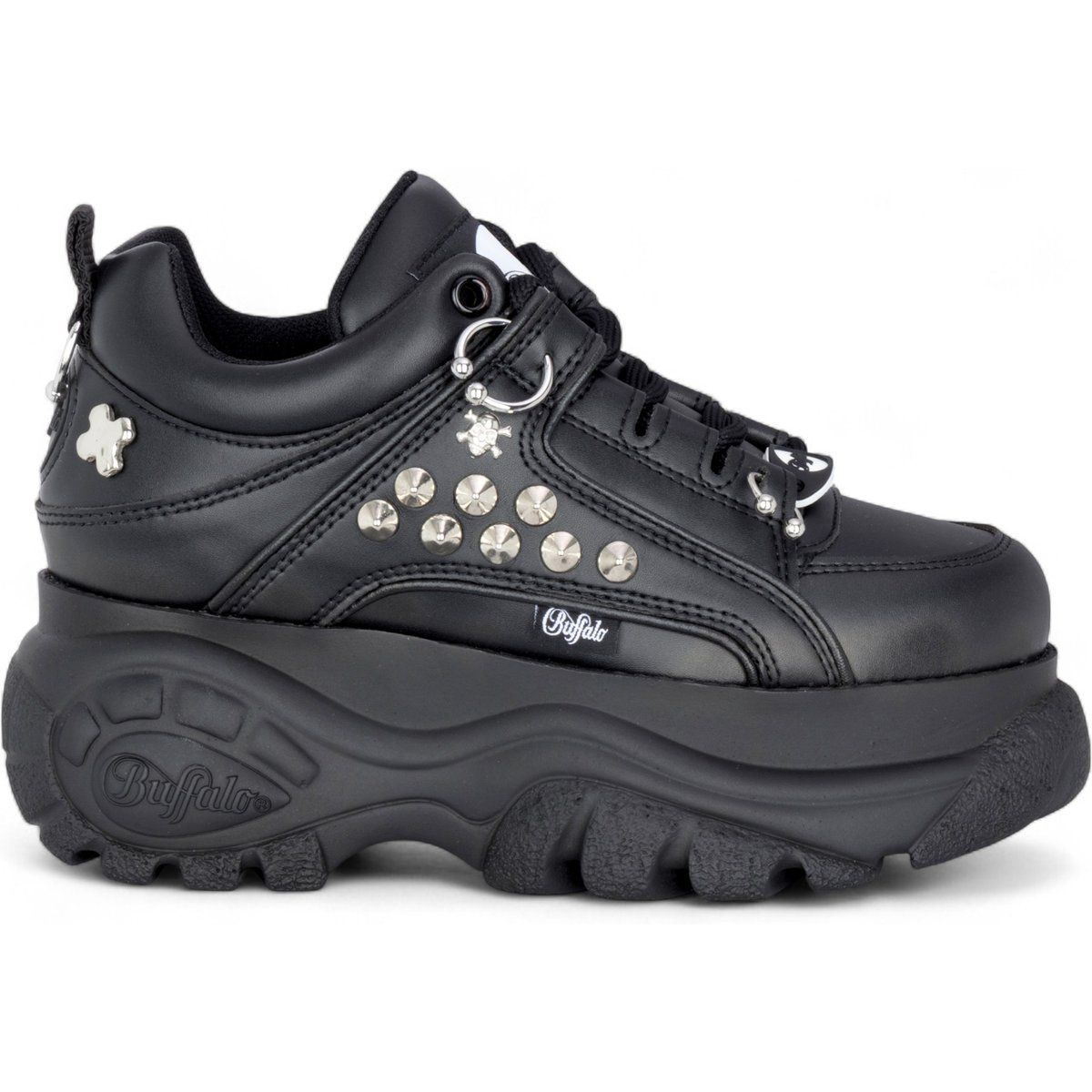 Schwarze Plateau-Sneakers mit Nieten