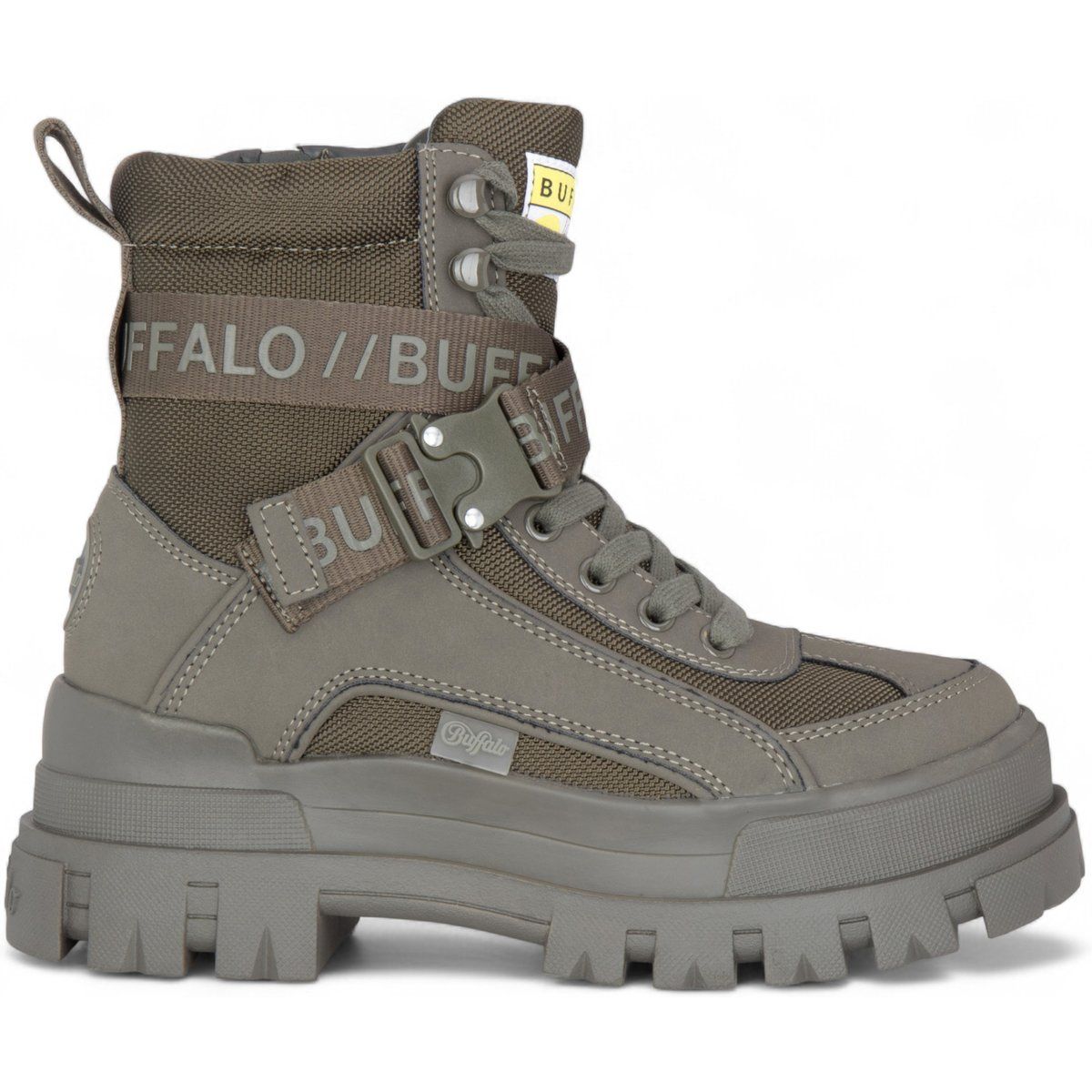 Khaki Chunky Plateau Combat Stiefel