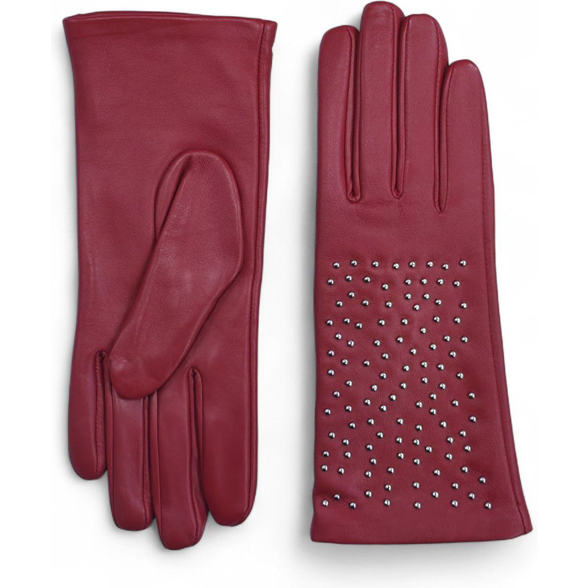 Damen Lederhandschuhe mit Nieten und Futter
