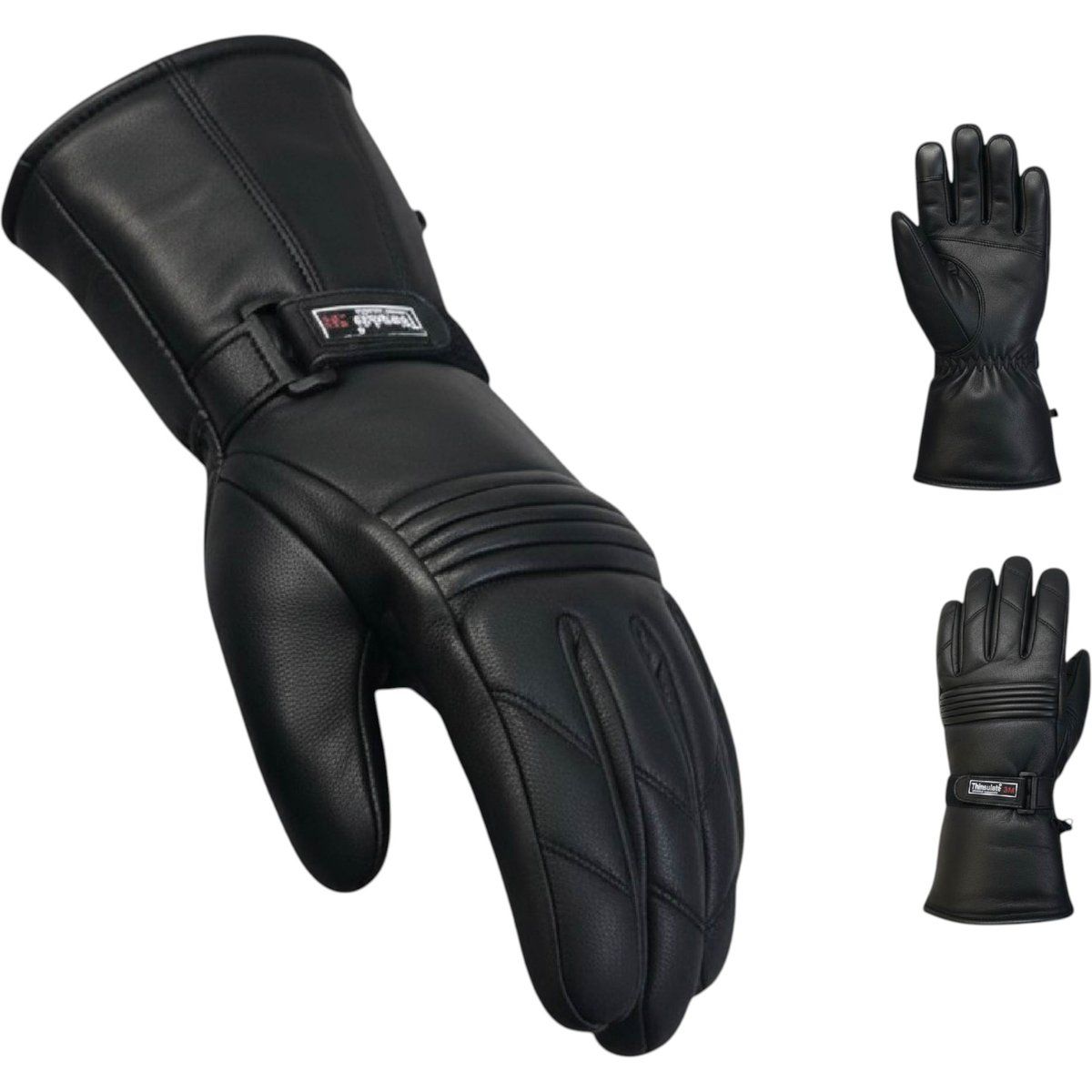 Isolierte gepolsterte Biker-Lederhandschuhe