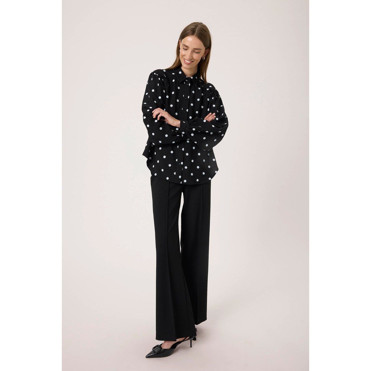 Langarm Polka Dot Hemd