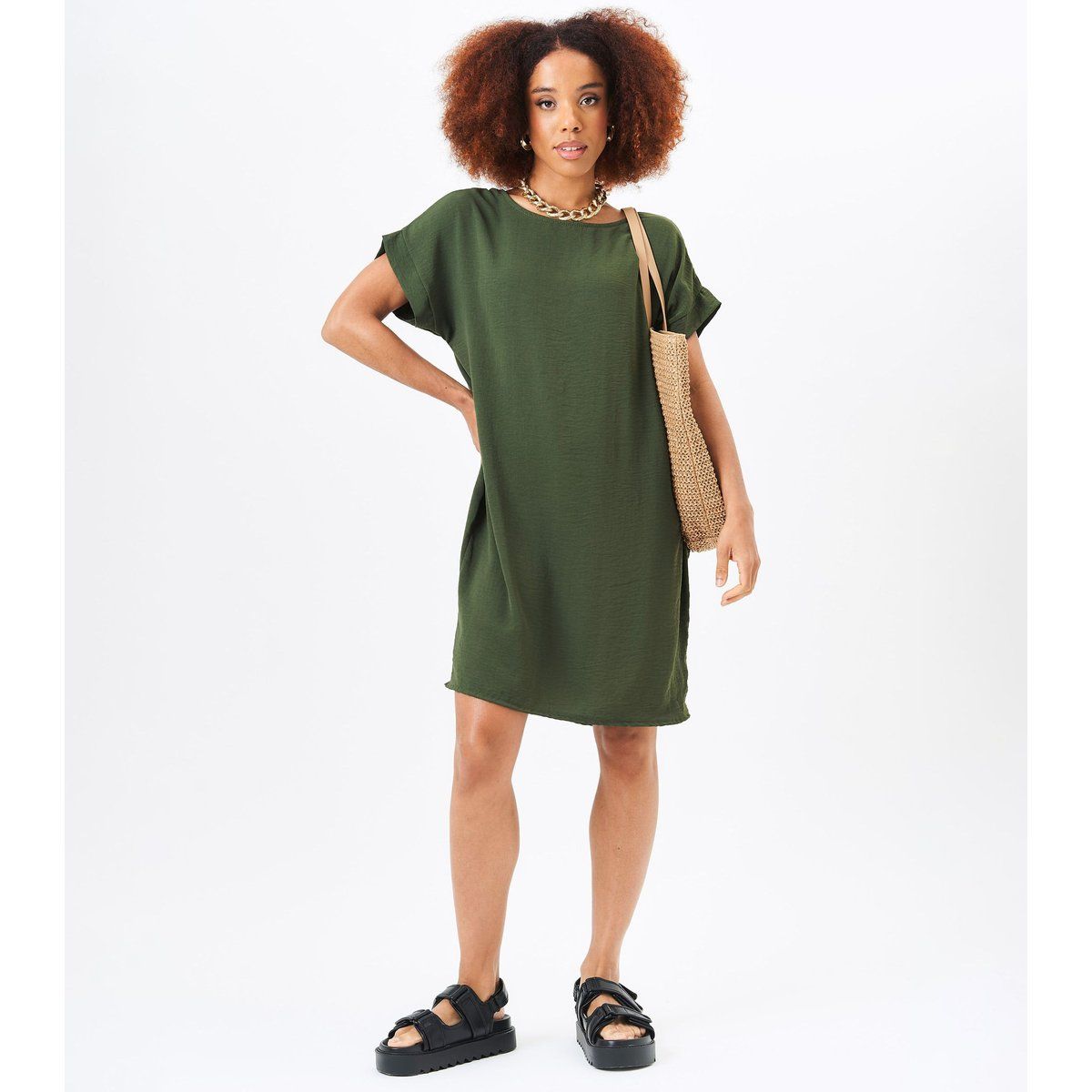 Locker geschnittenes T-Shirt-Kleid mit Taschen