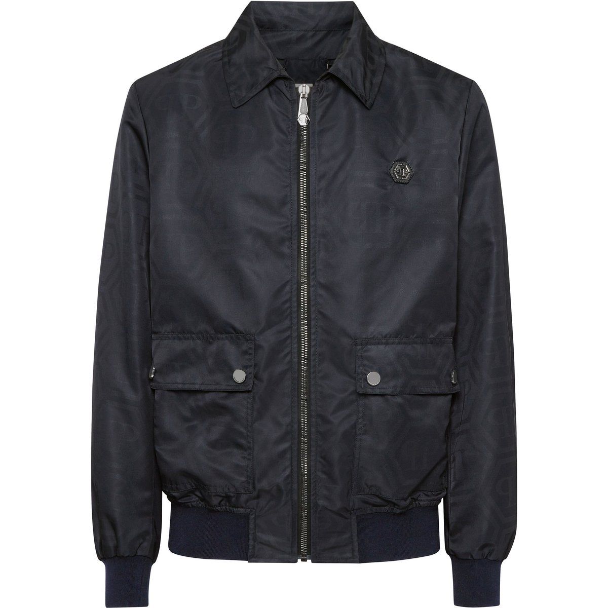 Bomberjacke mit Monogramm-Muster und Reißverschluss