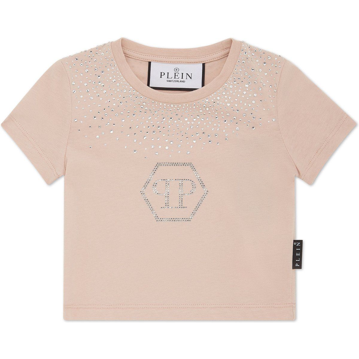 Cropped T-Shirt Strass Round Neck Ss Hexagon