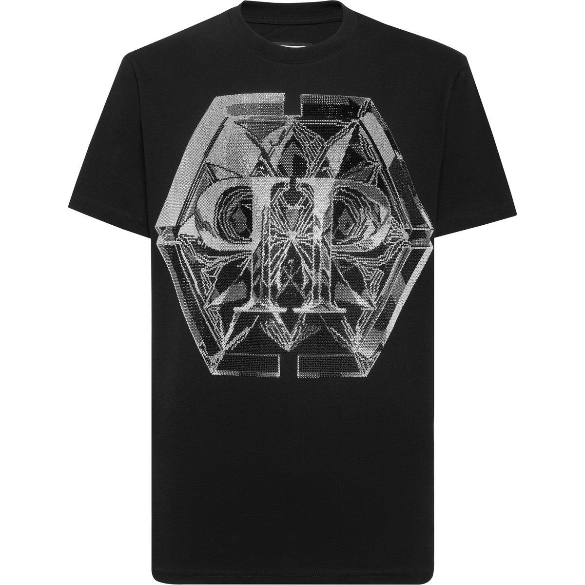 Baumwoll T-Shirt mit Hexagon Grafikprint