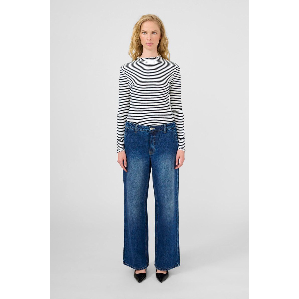 Weite Mid-Waist Jeans aus Denim