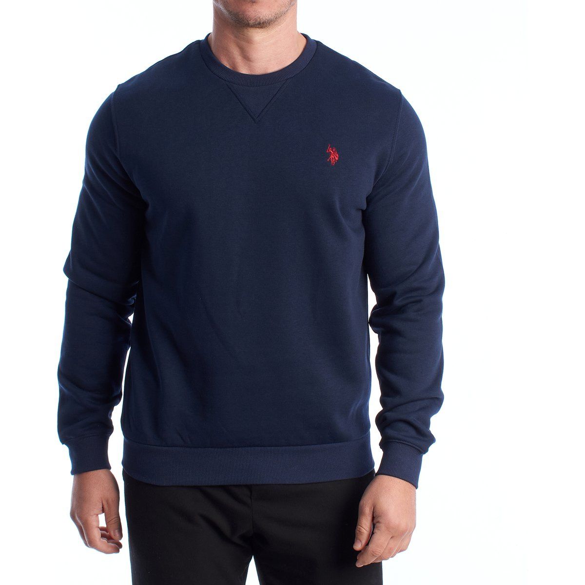 Herren Fleece-Sweatshirt mit Rundhalsausschnitt
