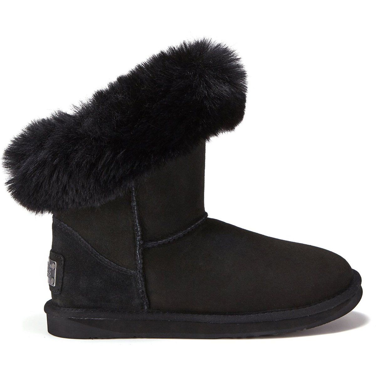 Wildlederstiefel mit Faux-Pelzbesatz