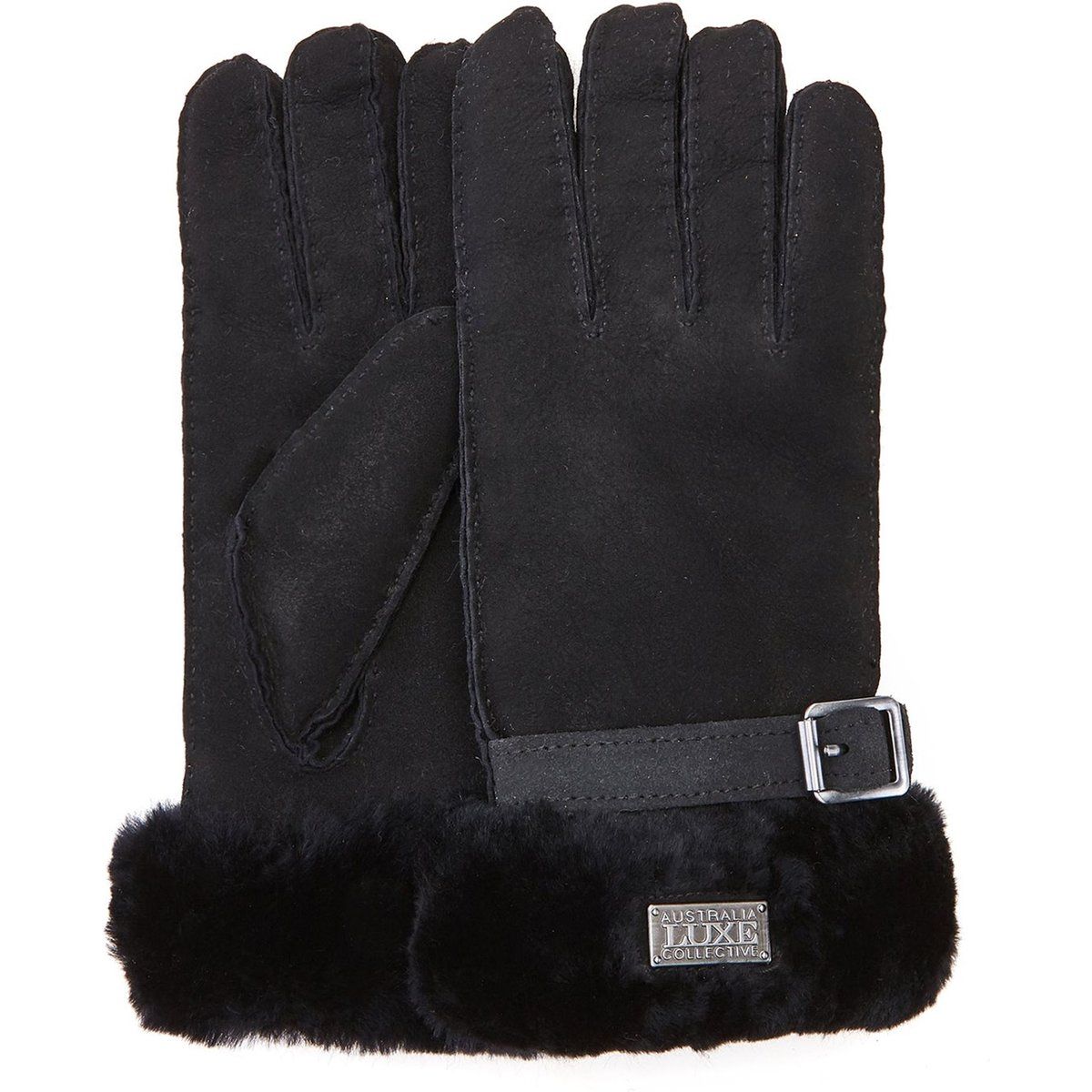 Handschuhe aus Shearling-Leder mit Pelzbesatz