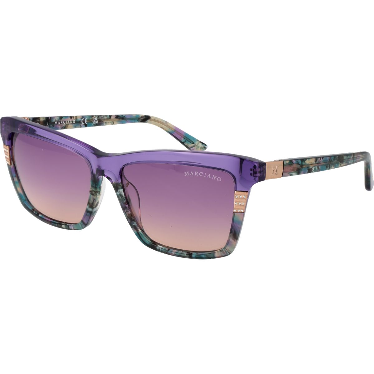 Lila Sonnenbrille mit eckigem Rahmen
