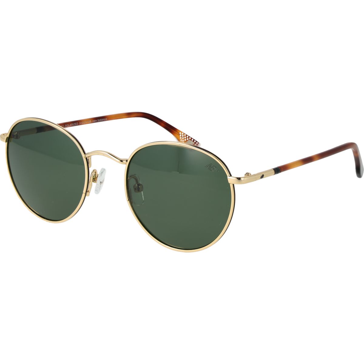 Runde, goldfarbene Sonnenbrille mit grünen Gläsern