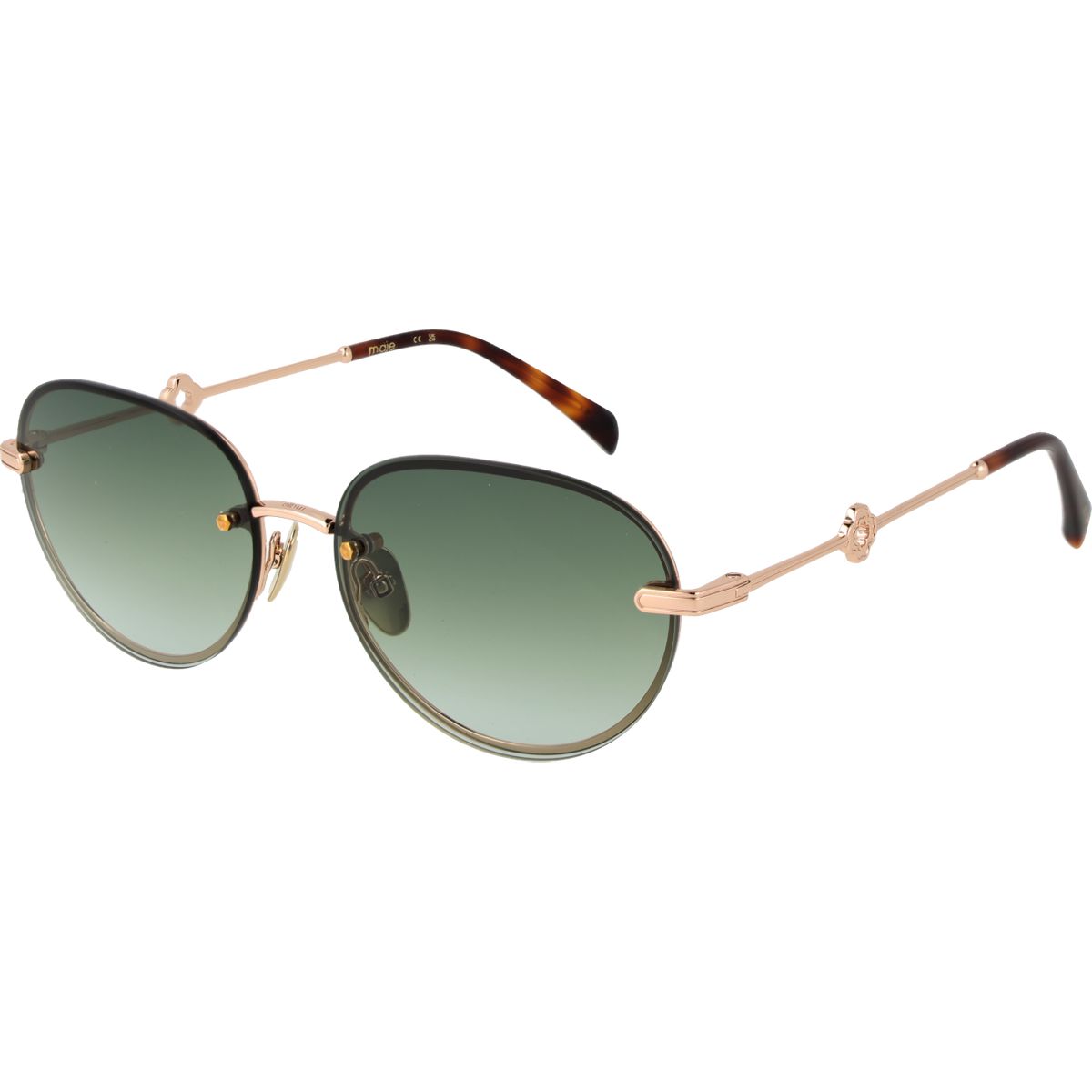 Randlose ovale Sonnenbrille mit goldenem Rahmen