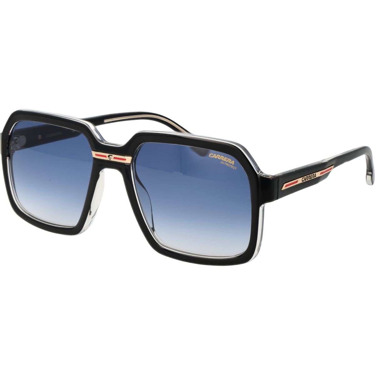 Quadratische Sonnenbrille mit schwarzem Rahmen und Farbverlaufsgläsern