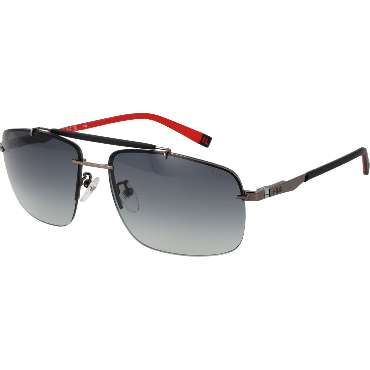 Rechteckige Gunmetal Sonnenbrille mit grauem Farbverlauf