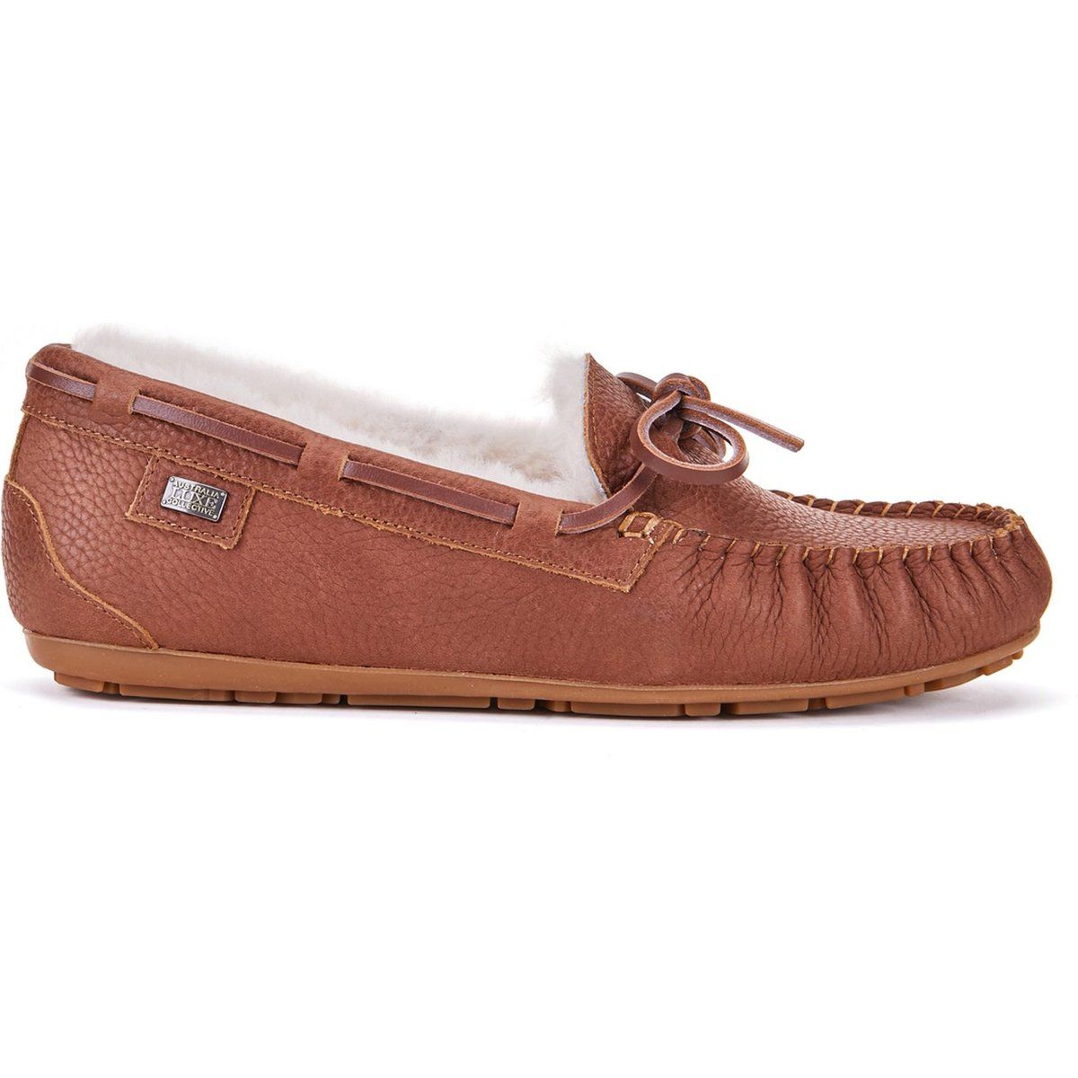 Leder-Mokassin mit Lammfell-Futter